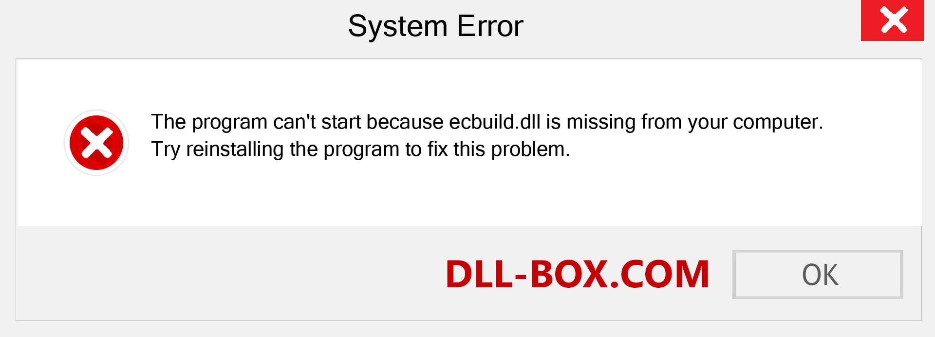  ecbuild.dll file is missing?. Download for Windows 7, 8, 10 - Fix  ecbuild dll Missing Error on Windows, photos, images